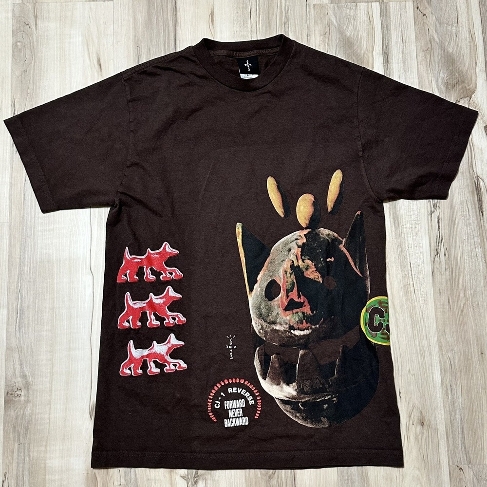 Travis Scott 2022 Cactus Jack Never Backward Tee Shirt Wrap Around Graphics Sz M